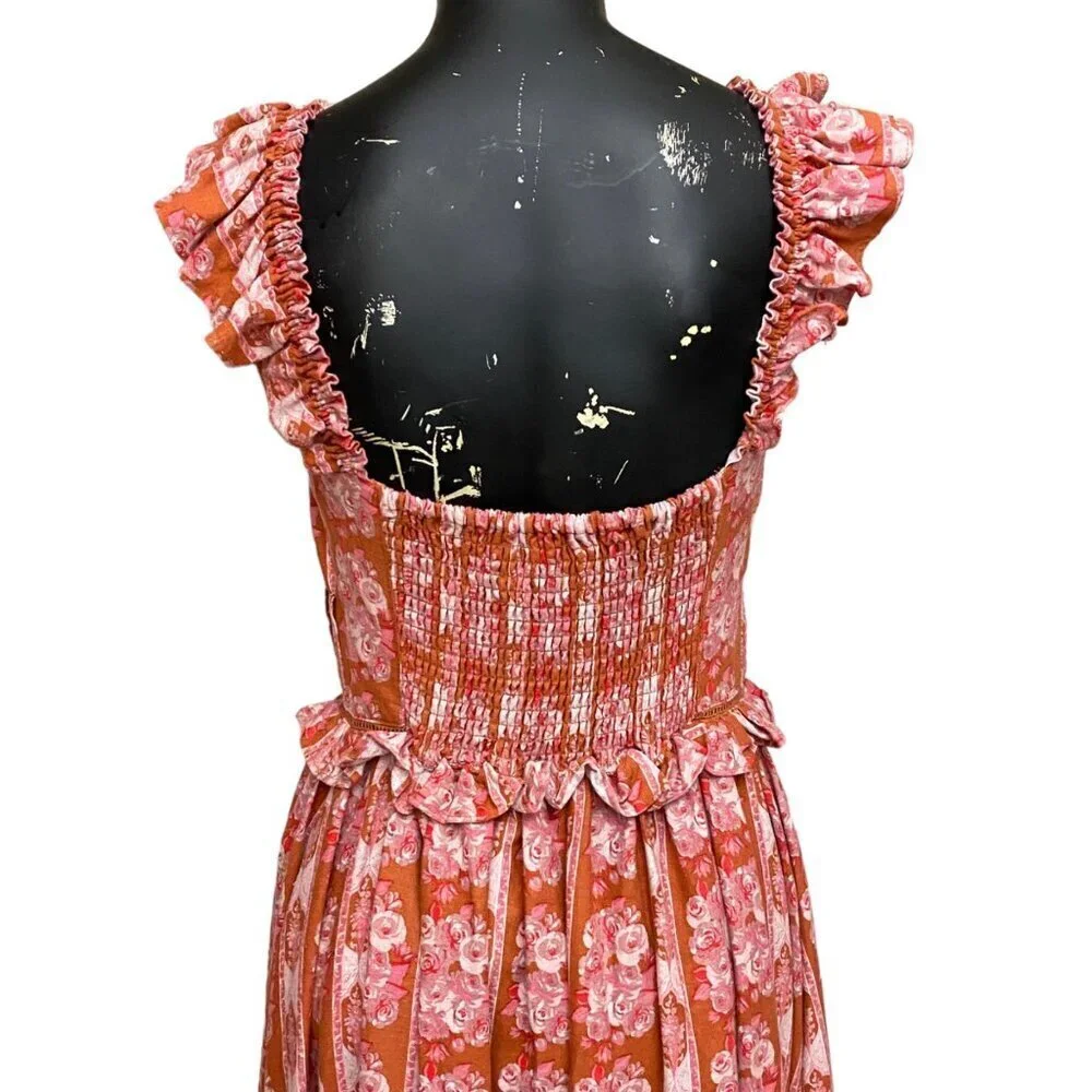 NEW House of Harlow Helena Maxi Dress in Terracotta Pink Floral Size Small - Picture 7 of 9